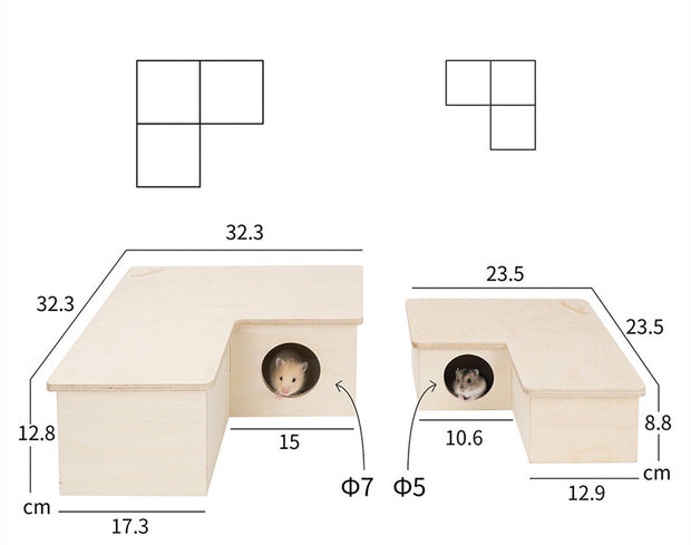 Two-bedroom three-bedroom small pet wooden house